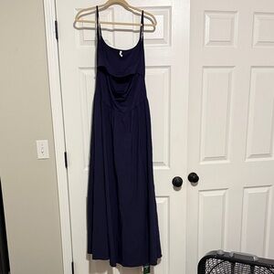 HALARA Navy Blue Spaghetti Strap Maxi Dress